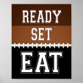 Poster Football Party READET SET EAT Sign Print (Devant)