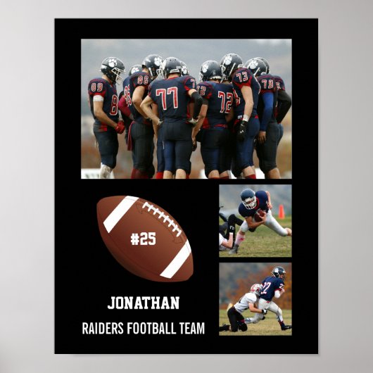 Poster Football personnalisé 3 Photo Collage Nom de l'équ (Devant)