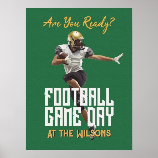 Poster Football Player Game Day Green (Devant)