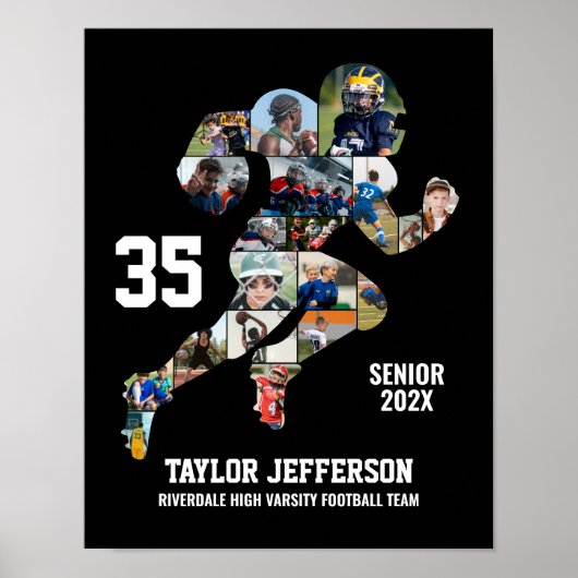 Poster Football Player Photo Collage Custom Senior Night (Devant)