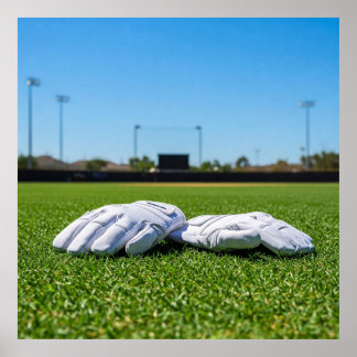 Poster Football Receiver Gloves on Turf Field