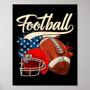 Poster Football Rétro Usa Drapeau Fête de l'Indépendance
