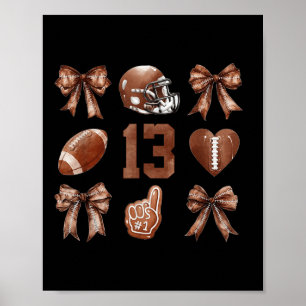 Poster Football Saison Enfants Bow Coquette 13e anniversa