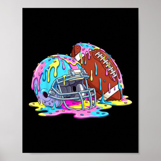 Poster Footll Helmet Drip For Boys Kids Youth Dripping Ic (Devant)