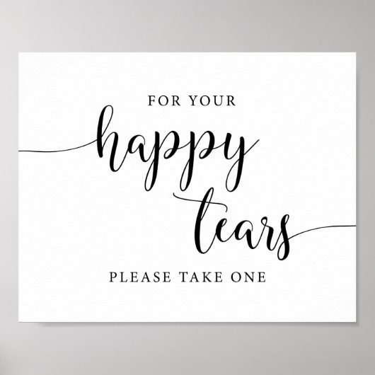 Poster For Your Happy Tears Rustic Wedding Tissues Sign (Devant)