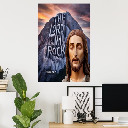 Poster Force Divine : Le Seigneur Est Mon Rocher (Bureau à domicile)