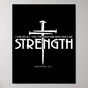 Poster Force Et Clou Croix Bible Verse Christian
