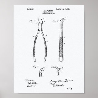 Poster Forceps dentaires 1901 Brevet Art Livre blanc