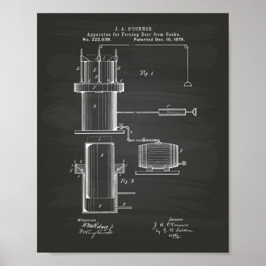 Poster Forcing Beer 1879 Patent Art - Chalkboard (Devant)