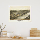 Poster Ford City Pennsylvania 1896 Antique carte panorami (Cuisine)