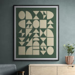 Poster Forest Green | Art moderne des formes géométriques<br><div class="desc">Motif géométrique moderne avec des formes simples en crème sur un arrière - plan vert de forêt.</div>