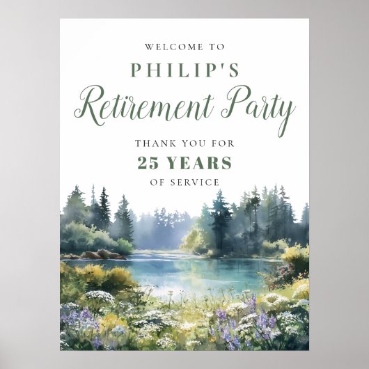 Poster Forest Lakeside Retirement Party Welcome Sign (Devant)