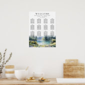 Poster Forest Lakeside Wildflowers Wedding Seating Chart (Cuisine)