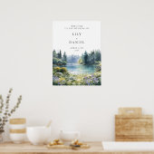 Poster Forest Lakeside Wildflowers Wedding Welcome Sign (Cuisine)