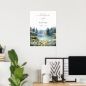 Poster Forest Lakeside Wildflowers Wedding Welcome Sign (Bureau à domicile)