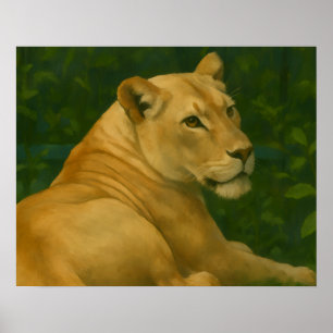 Poster Forest Sentinel - Lioness de repos dans la lumière