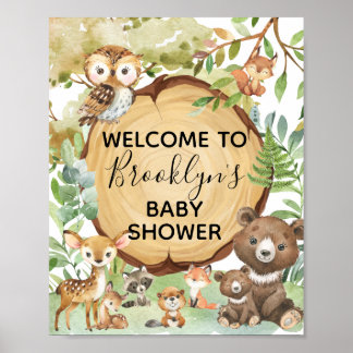 Poster Forest Woodland Animal Baby shower de bienvenue Co