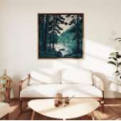 Poster Forest Woods Nature Paysage Linocut Vintage