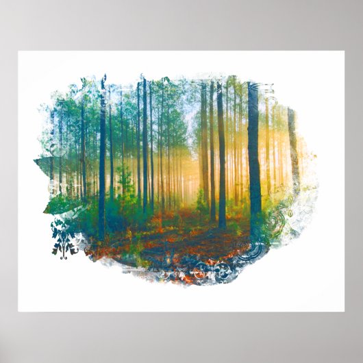 Poster " Forest Woods Rustic Woodland Artsy (Devant)