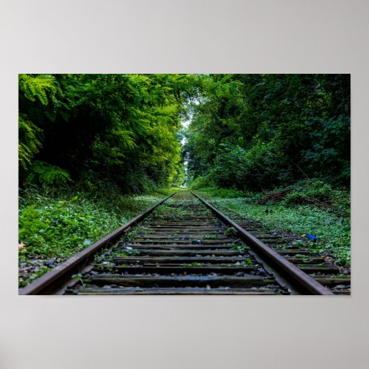 Poster forêt abandonnée avec voie ferrée (Devant)