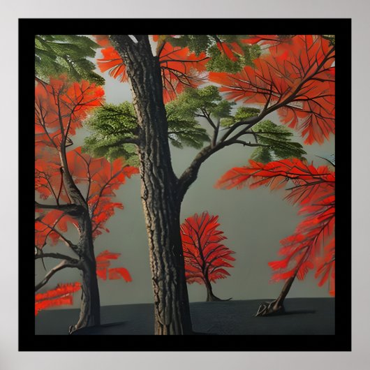 Poster Forêt Abstraite du nord de l'automne (Devant)