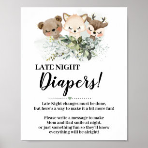 Poster Forêt Animaux Diapeurs de nuit tardive signe Baby