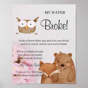 Poster Forêt Animaux Mon Eau Broke Douche signe de jeu