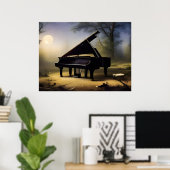 Poster Forêt au Clair de Lune Piano | Art Numérique (Bureau à domicile)