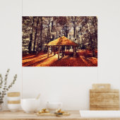 Poster Forêt automnale et chalet (Cuisine)