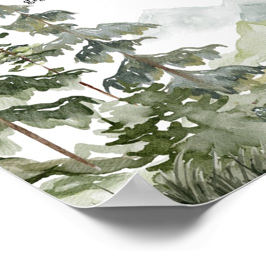 Poster Forêt Aventure Baby shower Late Night Diapés (Coin)