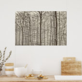 Poster Forêt B&W avec brouillard matinal derrière les arb (Cuisine)