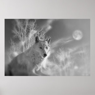 POSTER FORÊT BLANCHE EN BOIS BLANC