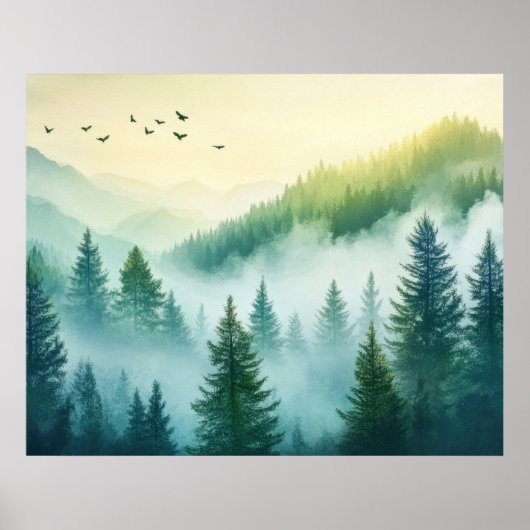 Poster Forêt brumeuse (Devant)