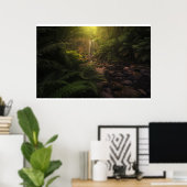 Poster Forêt | Cascade Sunlight Highlights (Bureau à domicile)