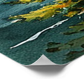 Poster Forêt côtière ensoleillée surplombant les vagues o (Coin)