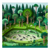 Poster Forêt coupée en papier (Devant)