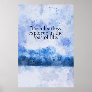 Poster forêt couverte de neige lac gelé citation motivant