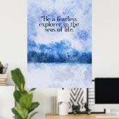 Poster forêt couverte de neige lac gelé citation motivant (Bureau à domicile)