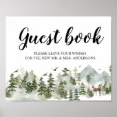 Poster Forêt d'aquarelle | Arbres Et Cerfs (Devant)