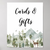Poster Forêt d'aquarelle | Arbres Et Cerfs (Devant)