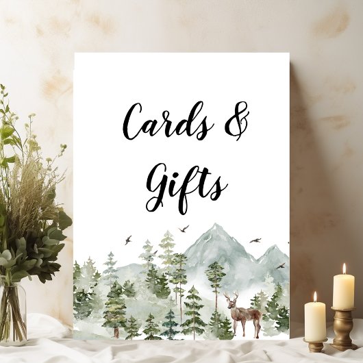 Poster Forêt d'aquarelle | Arbres Et Cerfs