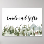 Poster Forêt d'aquarelle | Arbres Et Cerfs (Devant)