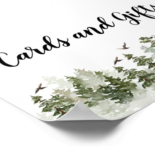 Poster Forêt d'aquarelle | Arbres Et Cerfs (Coin)