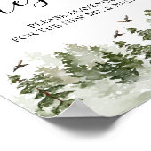 Poster Forêt d'aquarelle | Arbres Et Cerfs (Coin)