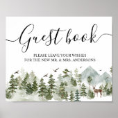 Poster Forêt d'aquarelle | Arbres Et Cerfs (Devant)