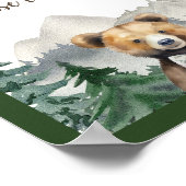Poster Forêt d'aquarelle, Ours en peluche, Baby shower Fa (Coin)