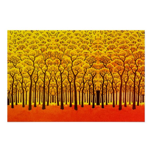Poster Forêt d'automne dorée (Devant)