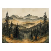 Poster Forêt d'automne Misty - Zen Nature Wall Art Imprim (Devant)