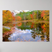Poster Forêt d'automne reflétée dans l'étang (Devant)