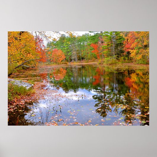 Poster Forêt d'automne reflétée dans l'étang (Devant)